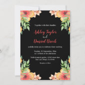 Boho Romantic Wildblumen Black Floral Wedding Einladung (Vorderseite)