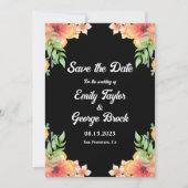 Boho Romantic Wildblumen Black Floral Wedding Save The Date (Vorderseite)