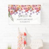 Boho romantische Aquarell Blütensüß 16 Party Banner (Insitu)