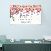 Boho romantische Aquarell Blütensüß 16 Party Banner (Messeveranstaltung)