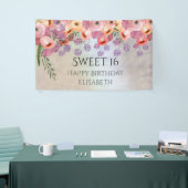 Boho romantische Aquarell Blütensüß 16 Party Banner (Messeveranstaltung)