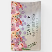 Boho romantische Aquarell Blütensüß 16 Party Banner (Vertikal)