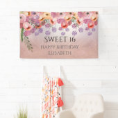 Boho romantische Aquarellfarben Blütensüß 16 Party Banner (Insitu)