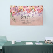 Boho romantische Aquarellfarben Blütensüß 16 Party Banner (Messeveranstaltung)