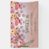 Boho romantische Aquarellfarben Blütensüß 16 Party Banner (Vertikal)