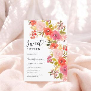 Boho romantische hübsche Blumenschrift Koralle süß Einladung