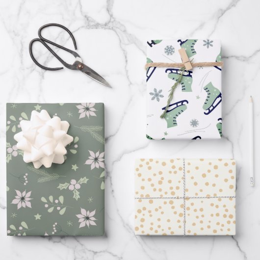 Boho Romantische Rustikale Frohe Weihnachten Geschenkpapier Set (Vorderseite)