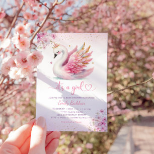 Boho rosa Aquarell Blüte seine Mädchen-Dusche Einladung