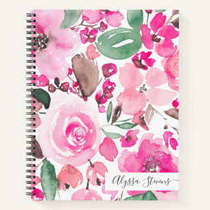 Boho rosa Blume Blumenmuster Notizblock