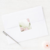 Boho rosa Blume Grüne Blätter botanisch Quadratischer Aufkleber (Umschlag)