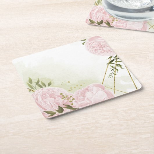 Boho rosa Blume Grüne Blätter botanisch Rechteckiger Pappuntersetzer (angewinkelt)