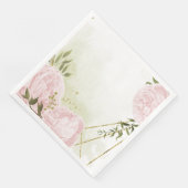 Boho rosa Blume Grüne Blätter botanisch Serviette (Ecke)