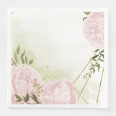 Boho rosa Blume Grüne Blätter botanisch Serviette (Vorderseite)