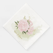 Boho rosa Blume Grüne Blätter botanisch Serviette (Ecke)