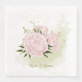 Boho rosa Blume Grüne Blätter botanisch Serviette (Vorderseite)