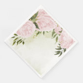 Boho rosa Blume Grüne Blätter botanisch Serviette (Ecke)