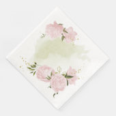 Boho rosa Blume Grüne Blätter botanisch Serviette (Ecke)