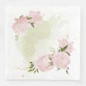 Boho rosa Blume Grüne Blätter botanisch Serviette (Vorderseite)