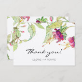 Boho rosa Blumen-moderne Hochzeit danken Ihnen zu Dankeskarte (Vorne/Hinten)