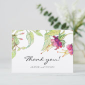 Boho rosa Blumen-moderne Hochzeit danken Ihnen zu Dankeskarte (Stehend Vorderseite)