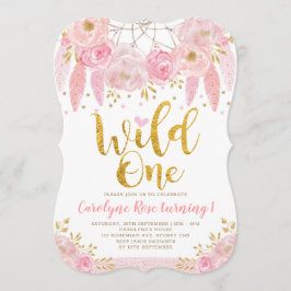 Boho rosa BlumenDreamcatcher wilder Geburtstag Einladung