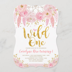 Boho rosa BlumenDreamcatcher wilder Geburtstag Einladung