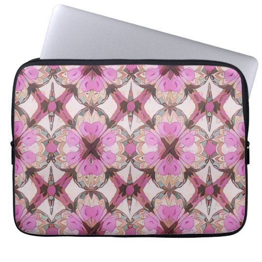 Boho Rosa Blumenmuster Laptopschutzhülle (Vorderseite)