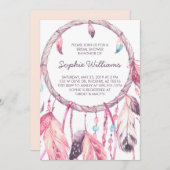 Boho rosa Dreamcatcher Brautparty Einladung (Vorne/Hinten)