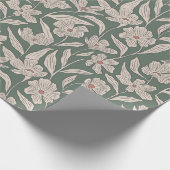 Boho Rosa & Dunkelgrün Handgezeichnetes Blumenmust Geschenkpapier (Ecke)
