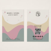Boho rosa grüne Juwelierin Qr Logo Ohrfeige (Vorne & Hinten)