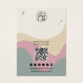 Boho rosa grüne Juwelierin Qr Logo Ohrfeige (Rückseite)