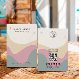 Boho rosa grüne Juwelierin Qr Logo Ohrfeige