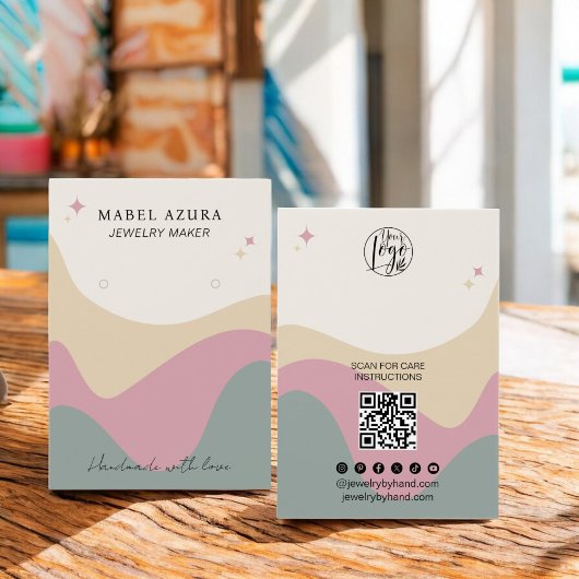 Boho rosa grüne Juwelierin Qr Logo Ohrfeige