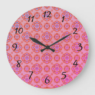 Boho Rosa Lila Blau Muster Acryl Wanduhr