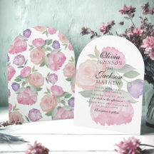Boho Rosa & Lila Wasserfarben Blumen Hochzeit