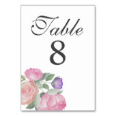 Boho Rosa & Lila Wasserfarben Blumen Hochzeit Tischnummer (Rückseite)