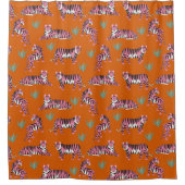 Boho Rosa Orange Tiger Tiermuster   Duschvorhang (Vorderseite)
