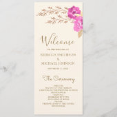 Boho Rosa Orchideen Blumen Ivory Hochzeit Programm (Vorderseite)