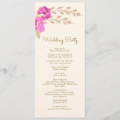 Boho Rosa Orchideen Blumen Ivory Hochzeit Programm (Rückseite)