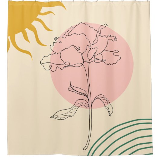 Boho rosa Rose und Sonne Duschvorhang (Vorderseite)