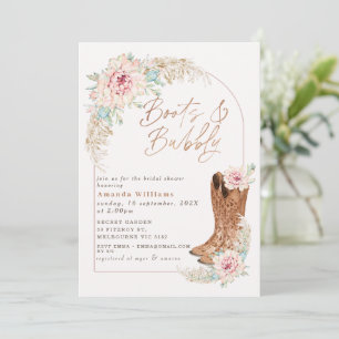 Boho-Rosa-Stiefel und sprudelnde Brautparty Einladung