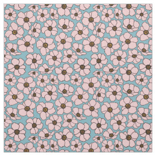Boho Rosa und Blau Floral  Stoff