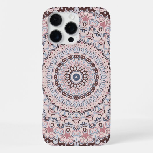 Boho Rosa und Blau Mandala-Muster iPhone Hülle (Rückseite)