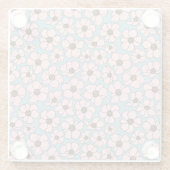 Boho rosa und blaue Blumen Glasuntersetzer (Rückseite)