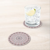 Boho-Rosa- und Blaue Mandala-Muster Runder Pappuntersetzer (Vor Ort)