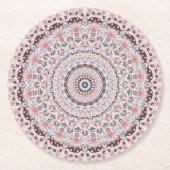 Boho-Rosa- und Blaue Mandala-Muster Runder Pappuntersetzer (Vorderseite)