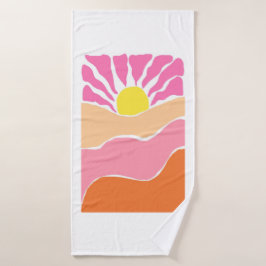 Boho rosa und orange Sonnenuntergang Badehandtuch