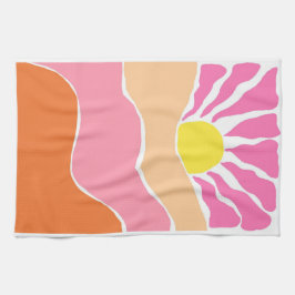 Boho rosa und orange Sonnenuntergang Geschirrtuch