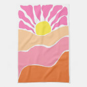 Boho rosa und orange Sonnenuntergang Geschirrtuch (Vertikal)