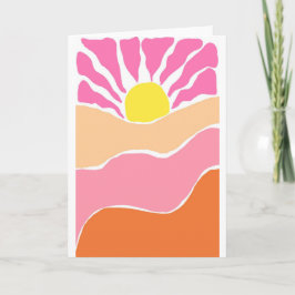 Boho rosa und orange Sonnenuntergang Karte